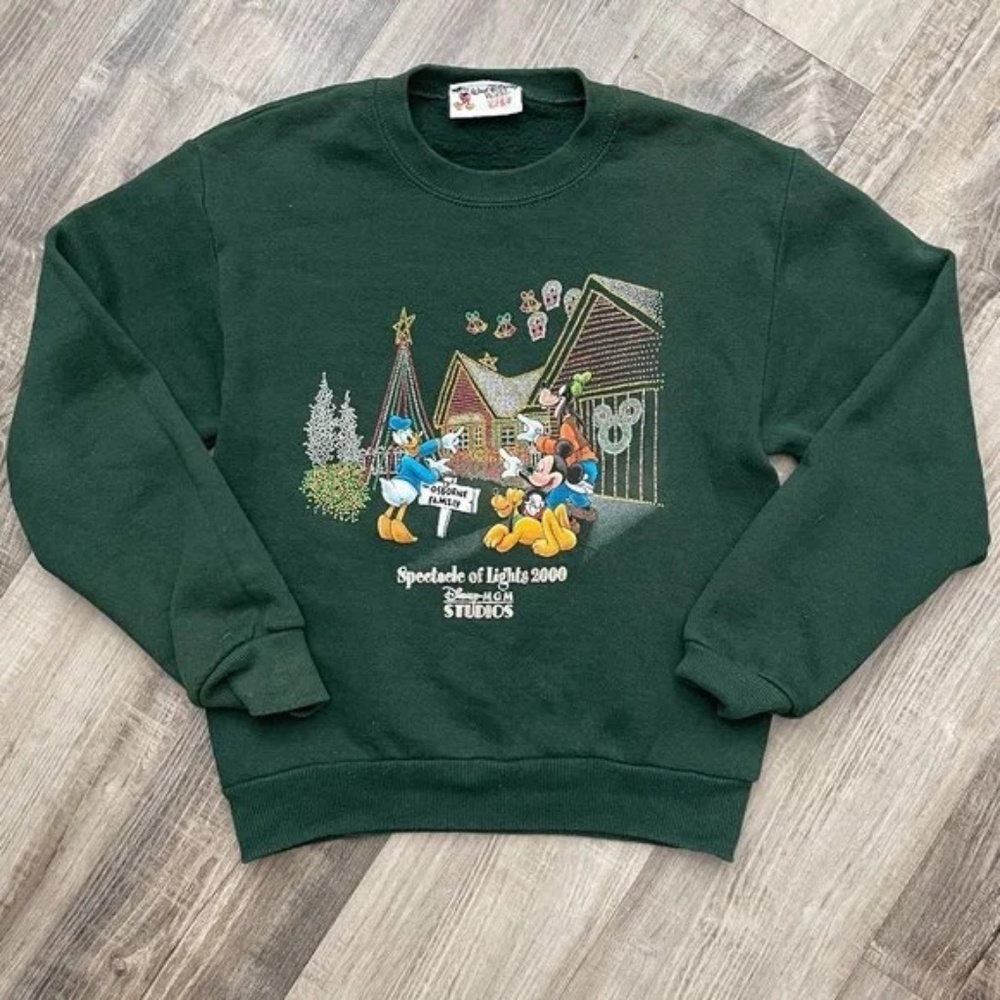 Disney Vtg MGM Studios Osborne Spectacle of Lights 2000 Sweatshirt YOUTH MED